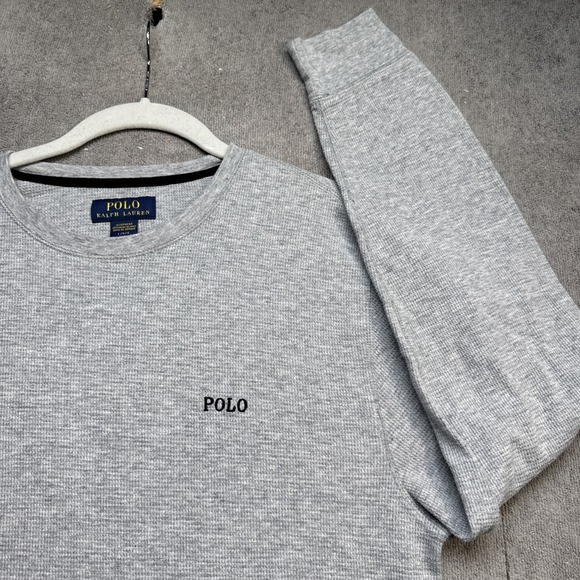 Polo Ralph Lauren Men's Gray Waffle Knit Thermal Long Sleeve Shirt Large - Picture 1 of 7
